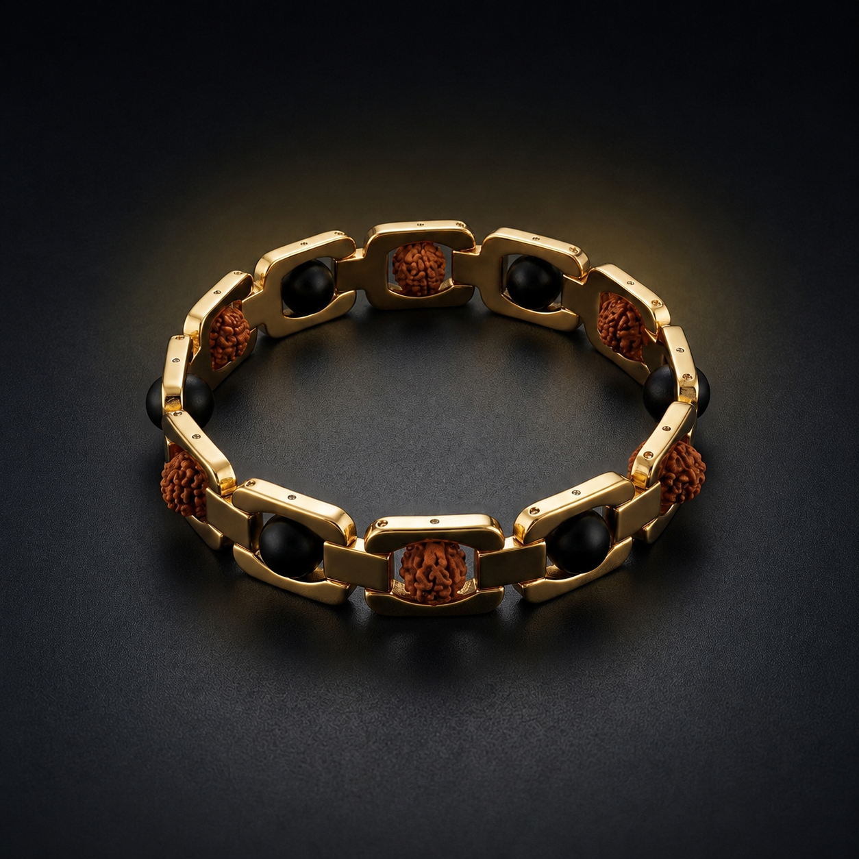 Premium Gold Plated Karungali-Rudraksha Bracelet