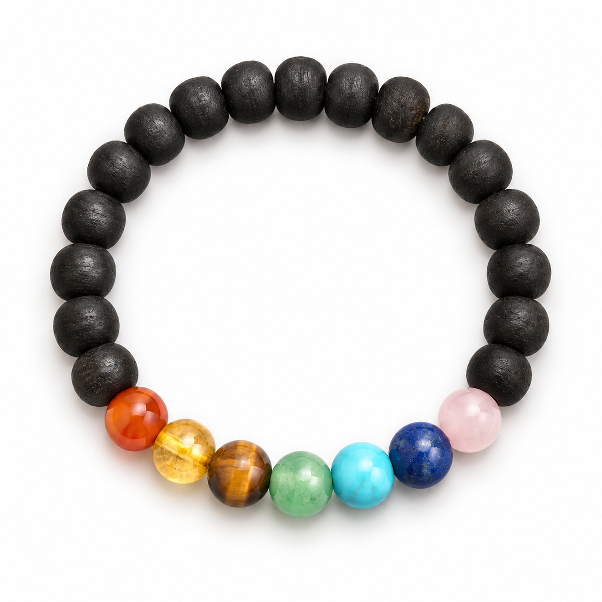 7 Chakra + Karungali Elastic Bracelet