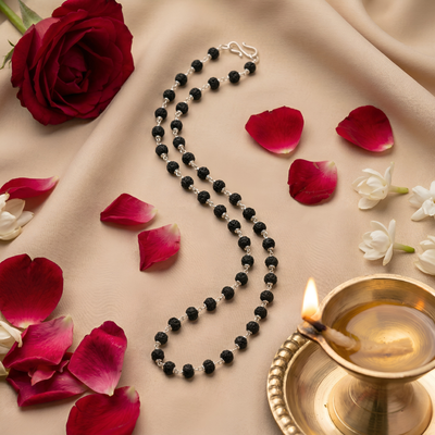 Silver Plated Karungali Mala | Natural Ebony Wood | For Strength, Stillness, and Evil Eye