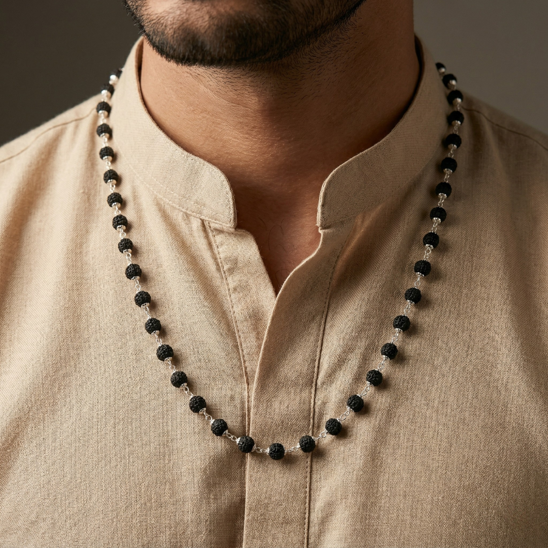 Silver Plated Karungali Mala