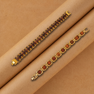 Classic + Premium Gold Plated Rudraksha Bracelet (Combo Pack)