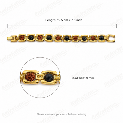 Premium Gold Plated Karungali-Rudraksha Bracelet