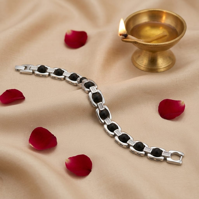 Silver Plated Premium Karungali Bracelet | Natural Ebony Wood | For Strength, Stillness, and Evil Eye