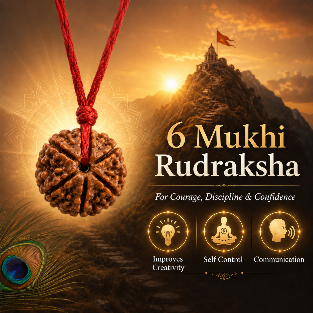 Nepali 6 Mukhi Rudraksha | Asli Chheh Mukhi