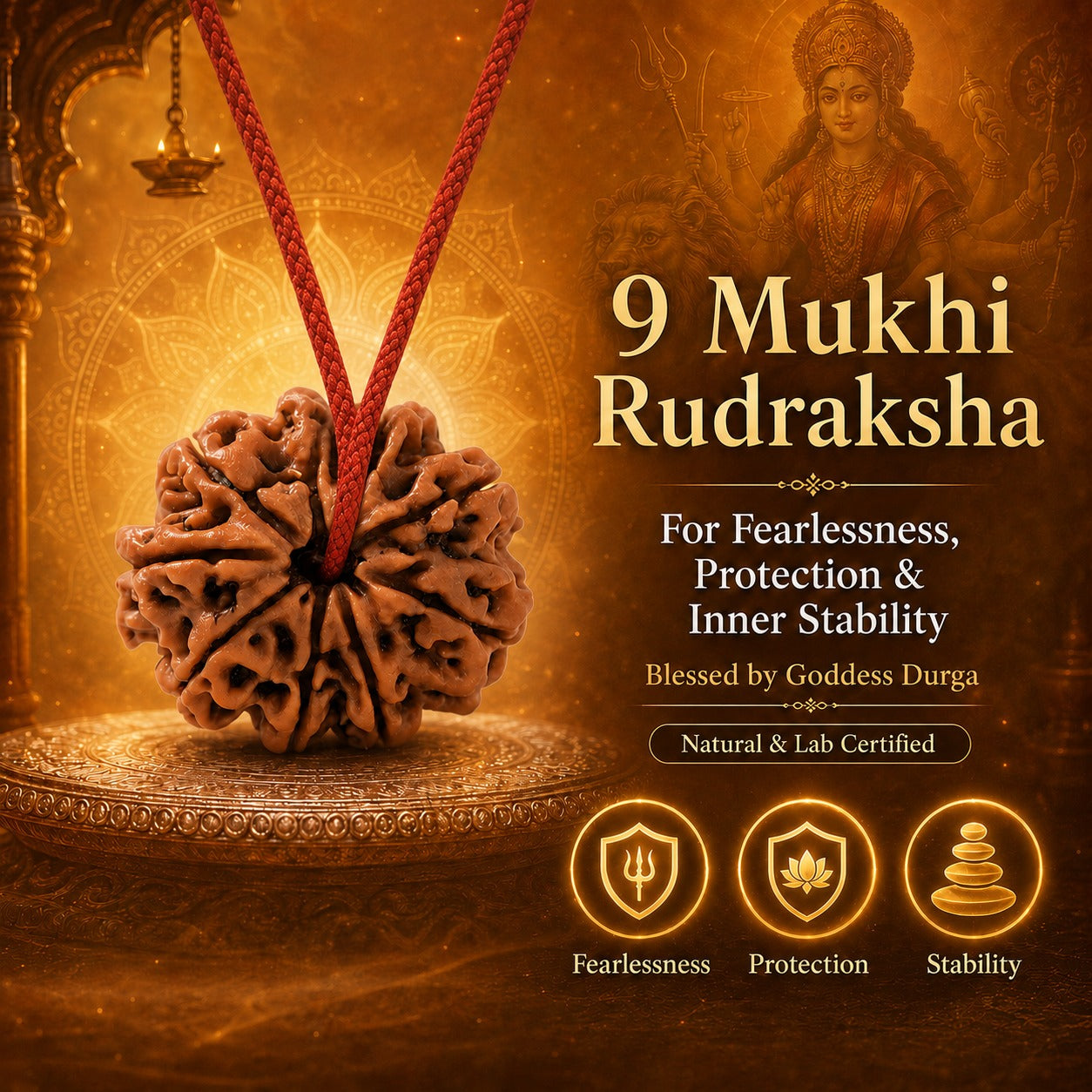 Nepali 9 Mukhi Rudraksha | Asli Nau Mukhi