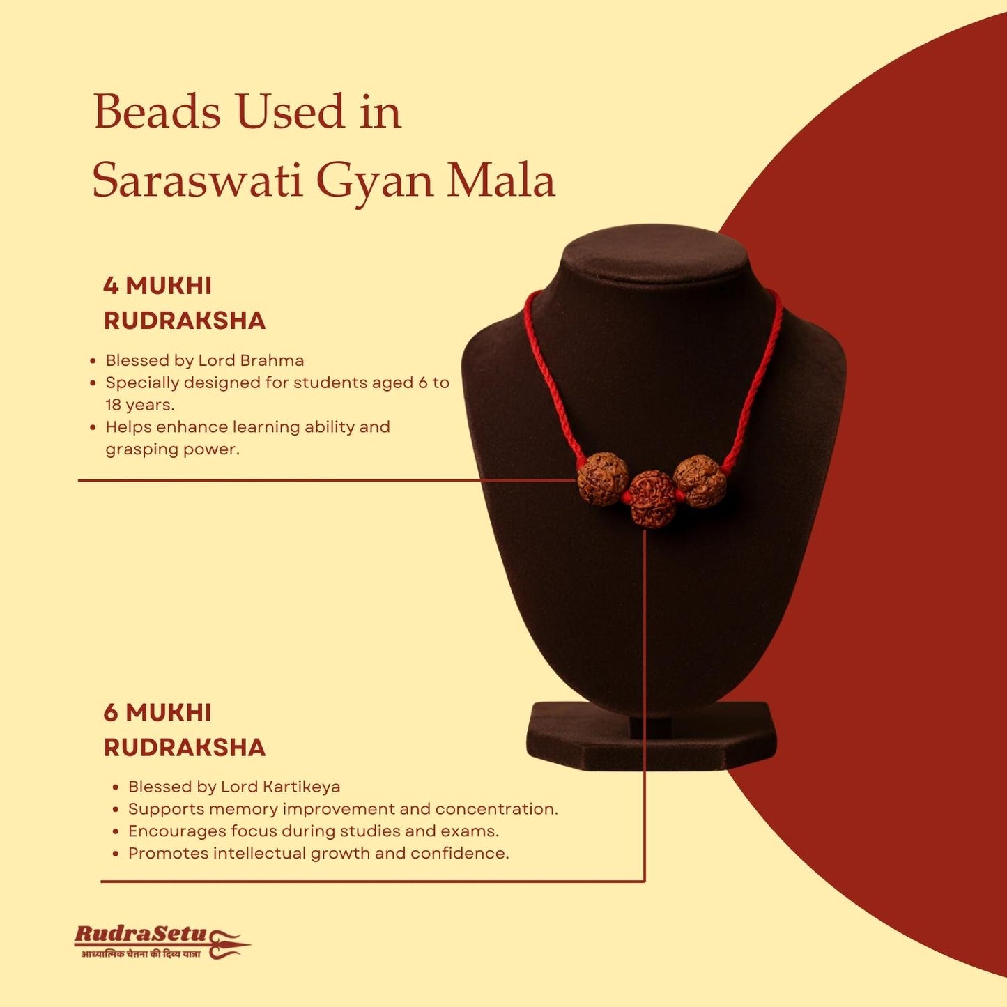 Saraswati Gyan Mala (4-6-4 Nepali Beads) | Natural & Lab Certified | Your Child’s Companion for Learning & Expression