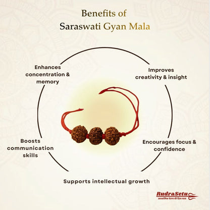 Saraswati Gyan Mala (4-6-4 Nepali Beads) | Natural & Lab Certified | Your Child’s Companion for Learning & Expression
