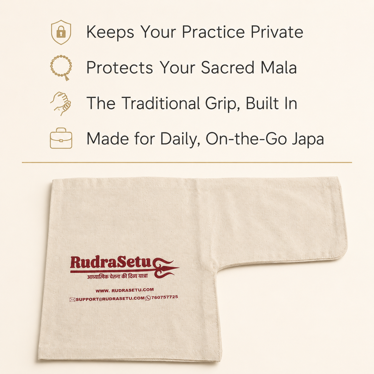 Gomukhi Japa Mala Bag — Cotton Chanting Pouch