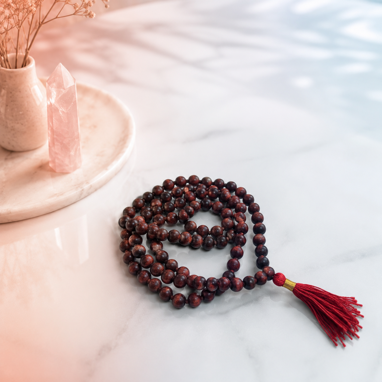Red Sandalwood Mala - Rakt Chandan/Lal Chandan Mala (108 beads)