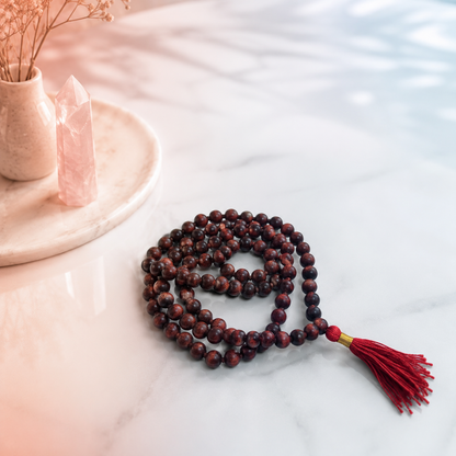Red Sandalwood Mala - Rakt Chandan/Lal Chandan Mala (108 beads)