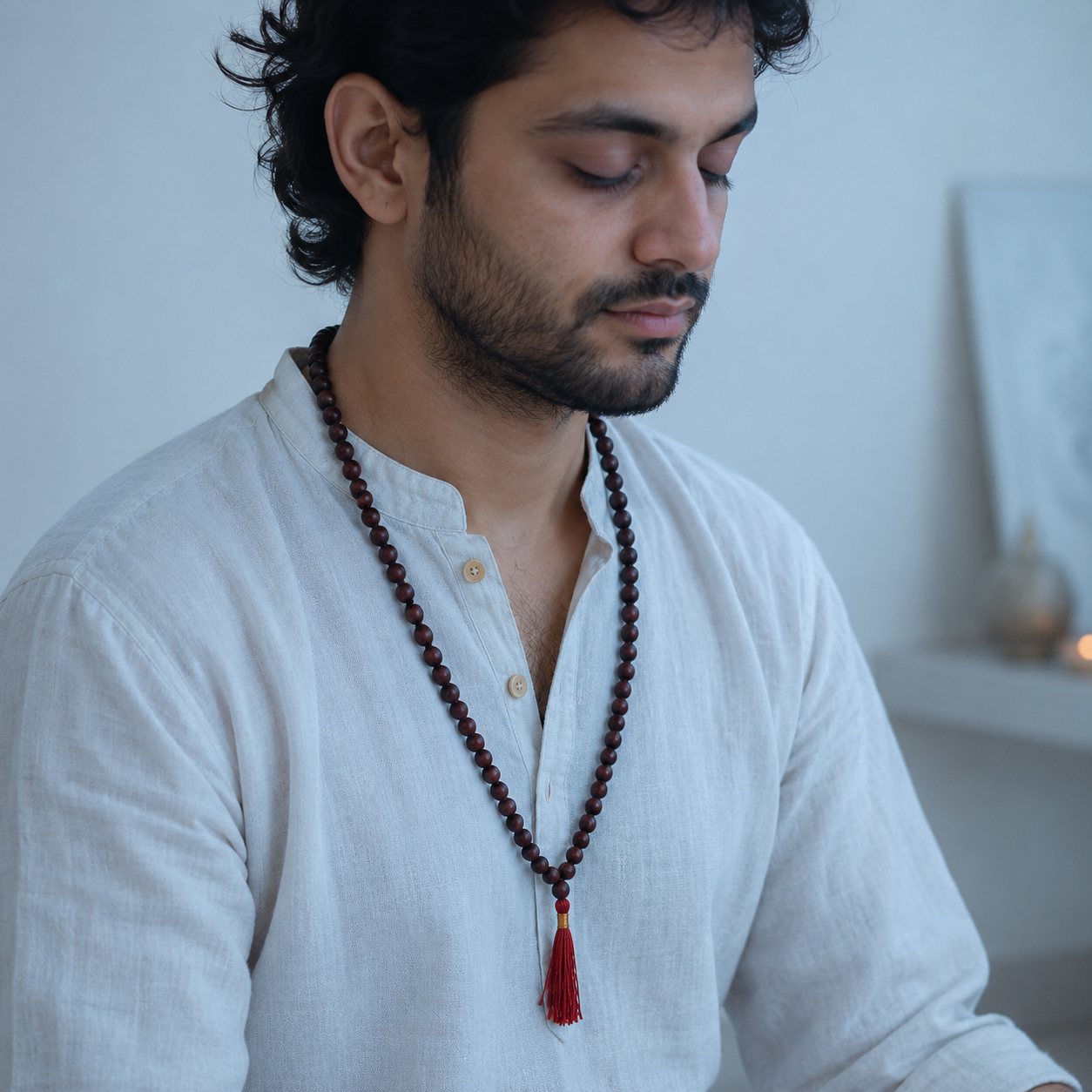 Red Sandalwood Mala - Rakt Chandan/Lal Chandan Mala (108 beads)