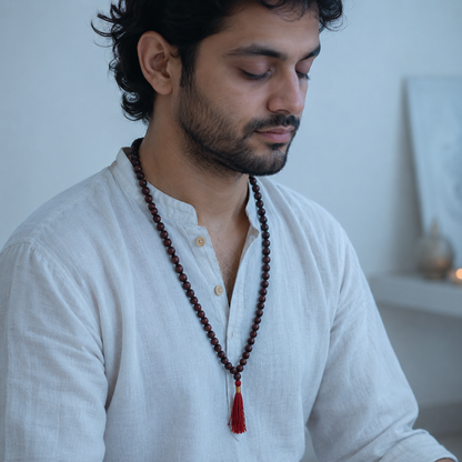 Red Sandalwood Mala - Rakt Chandan/Lal Chandan Mala (108 beads)