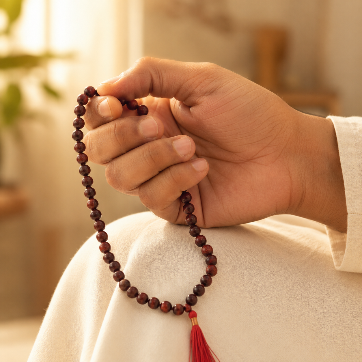 Red Sandalwood Mala - Rakt Chandan/Lal Chandan Mala (108 beads)