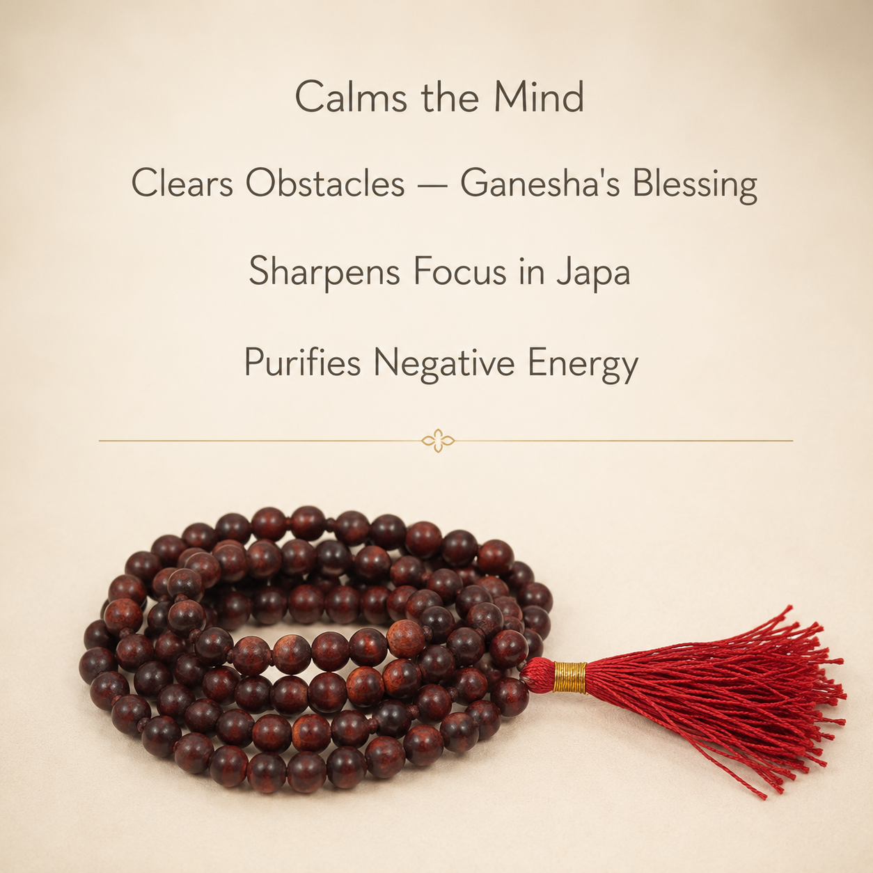 Red Sandalwood Mala - Rakt Chandan/Lal Chandan Mala (108 beads)