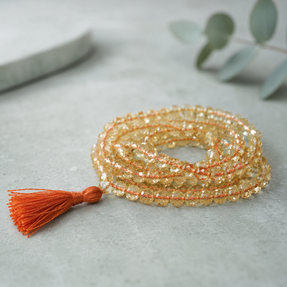 Natural Citrine Mala (108 Beads) - Meditation, Chanting & Healing