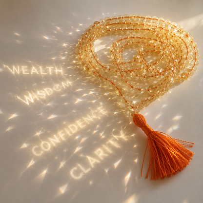 Natural Citrine Mala (108 Beads) - Meditation, Chanting & Healing