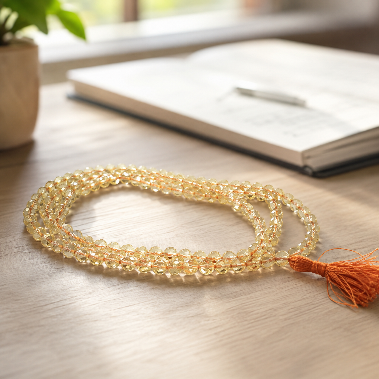 Natural Citrine Mala (108 Beads) - Meditation, Chanting & Healing