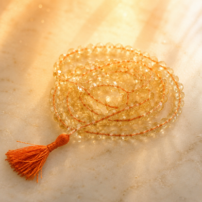 Natural Citrine Mala (108 Beads) - Meditation, Chanting & Healing