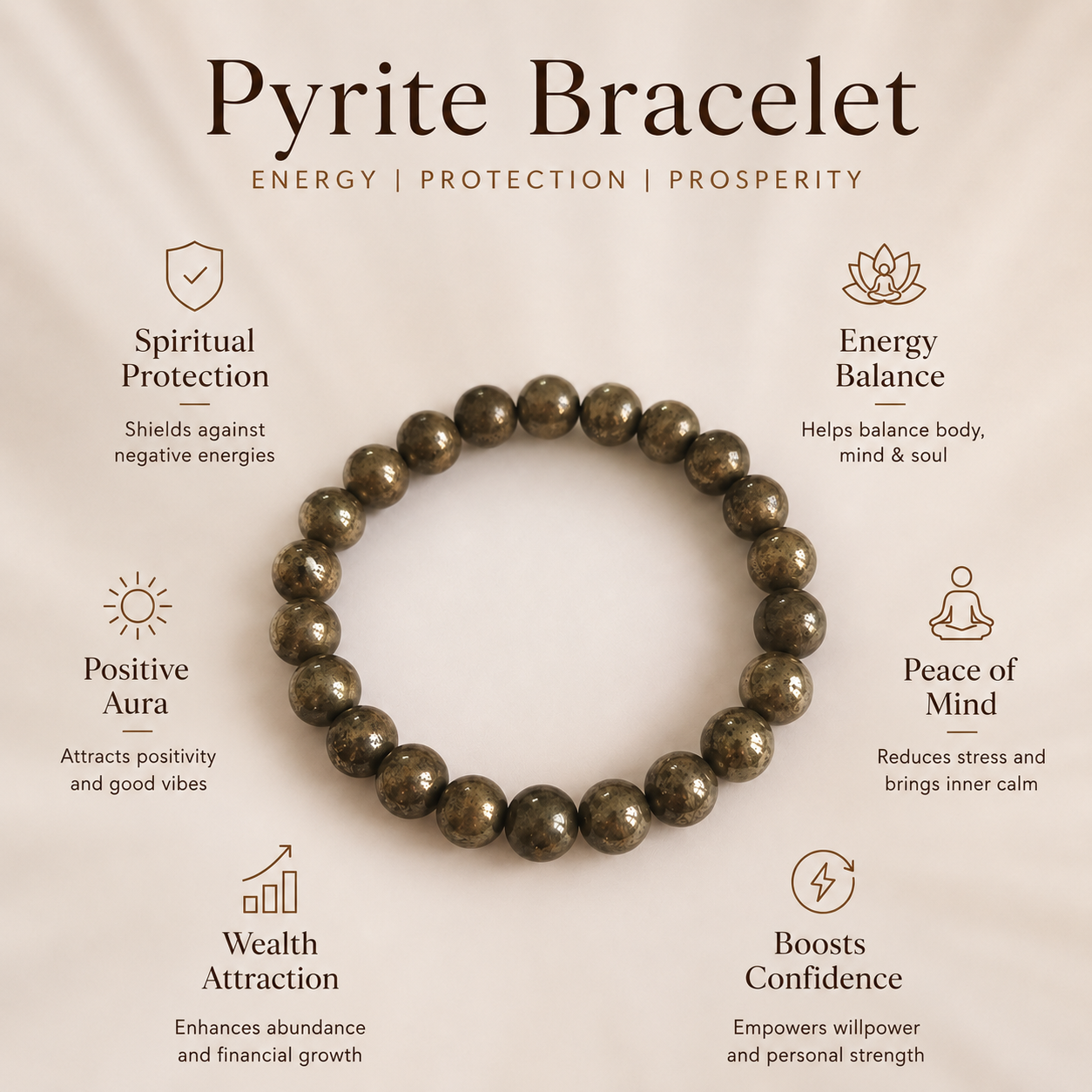 Pyrite Elastic Bracelet - Attract Wealth & Prosperity