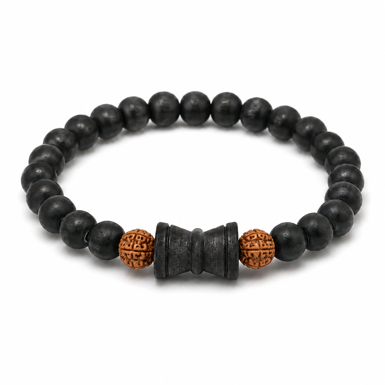 Karungali Damaru Bracelet – Elastic Ebony Wood Beads