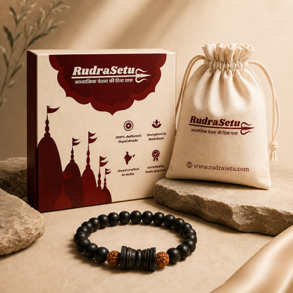 Karungali Damaru Bracelet – Elastic Ebony Wood Beads