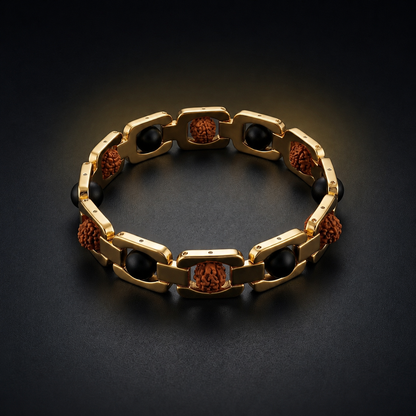 Premium Gold Plated Karungali-Rudraksha Bracelet