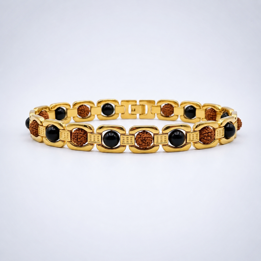 Premium Gold Plated Karungali-Rudraksha Bracelet