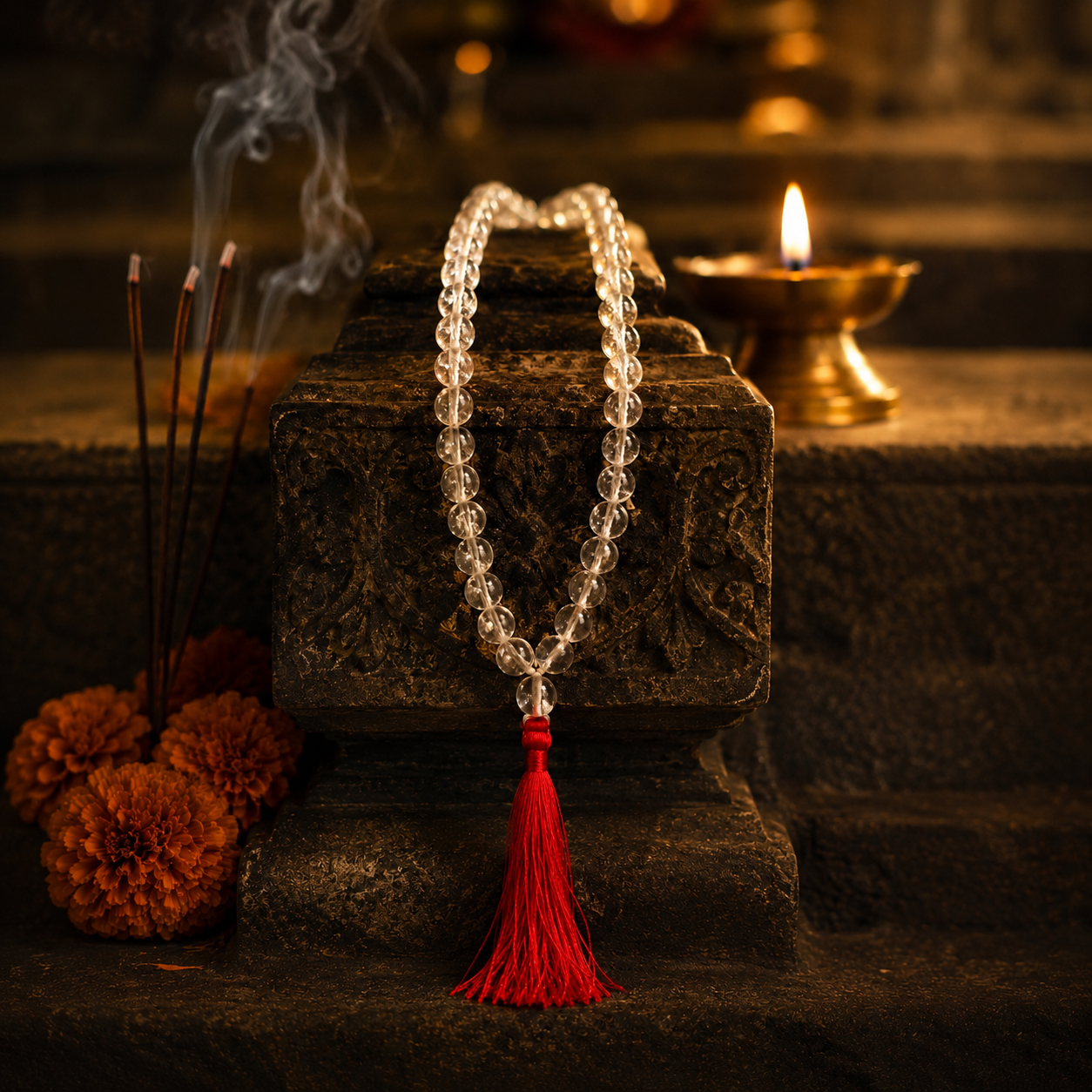 Sphatik Mala (108+1) – 8mm Lab Tested