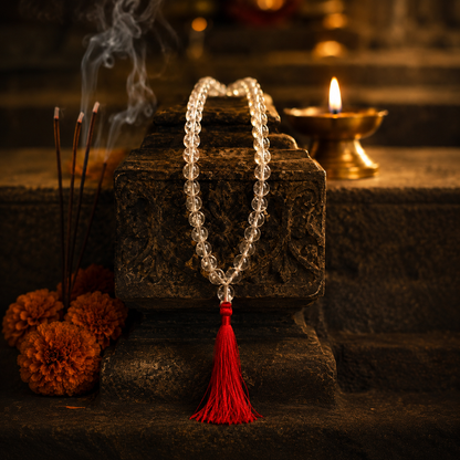 Sphatik Mala (108+1) – 8mm Lab Tested