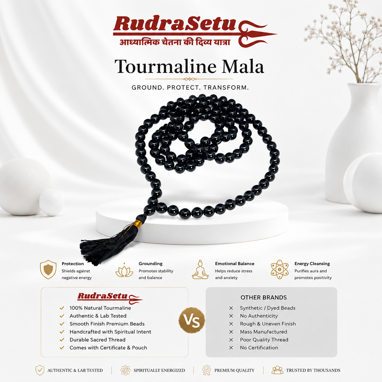 Black Tourmaline Japa Mala – 108+1