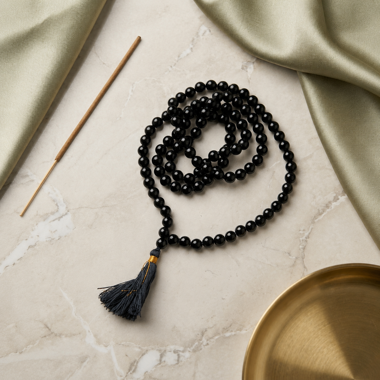 Black Tourmaline Japa Mala – 108+1