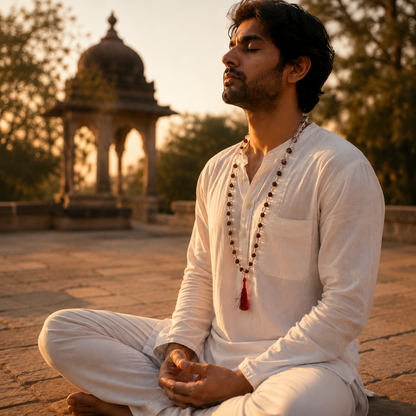 Rudraksha Sphatik Mala – Natural Beads & Crystal