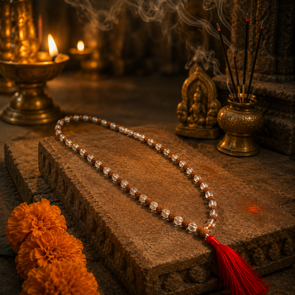 Rudraksha Sphatik Mala – Natural Beads & Crystal