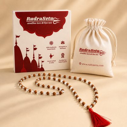 Rudraksha Sphatik Mala – Natural Beads & Crystal