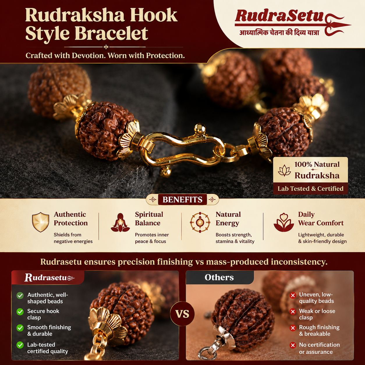 Rudraksha Hook-Style Bracelet
