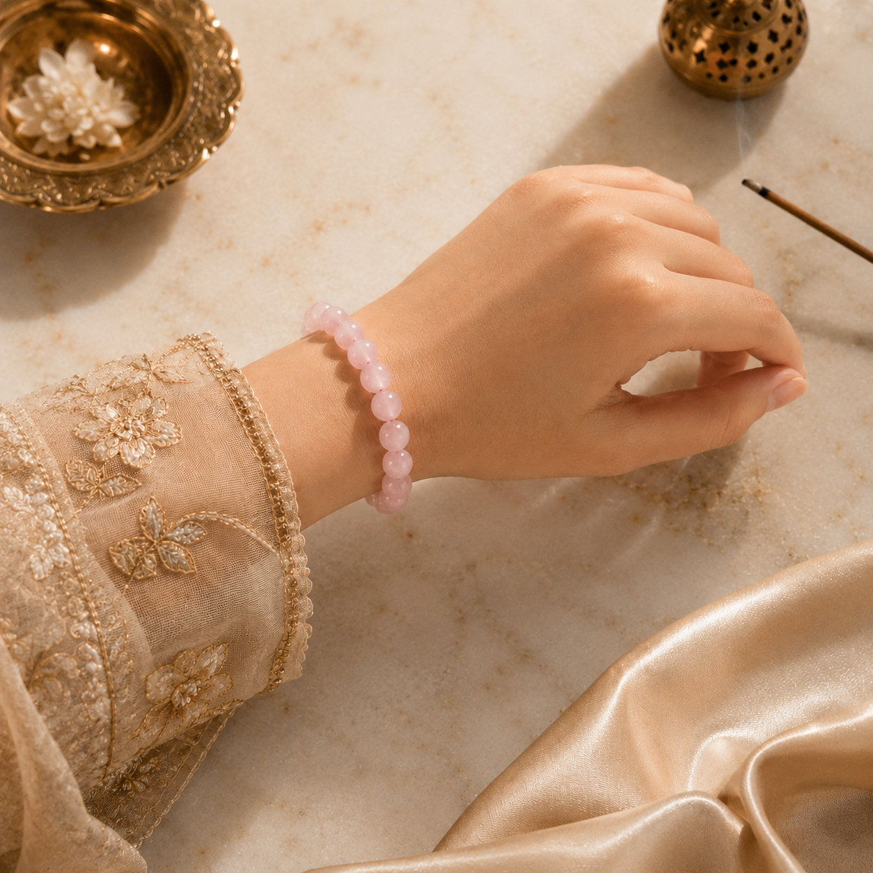 Rose Quartz Bracelet – Natural Pink Crystal Beads