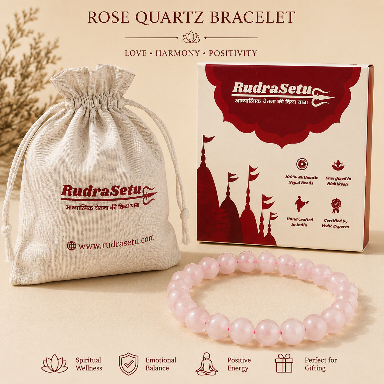 Rose Quartz Bracelet – Natural Pink Crystal Beads