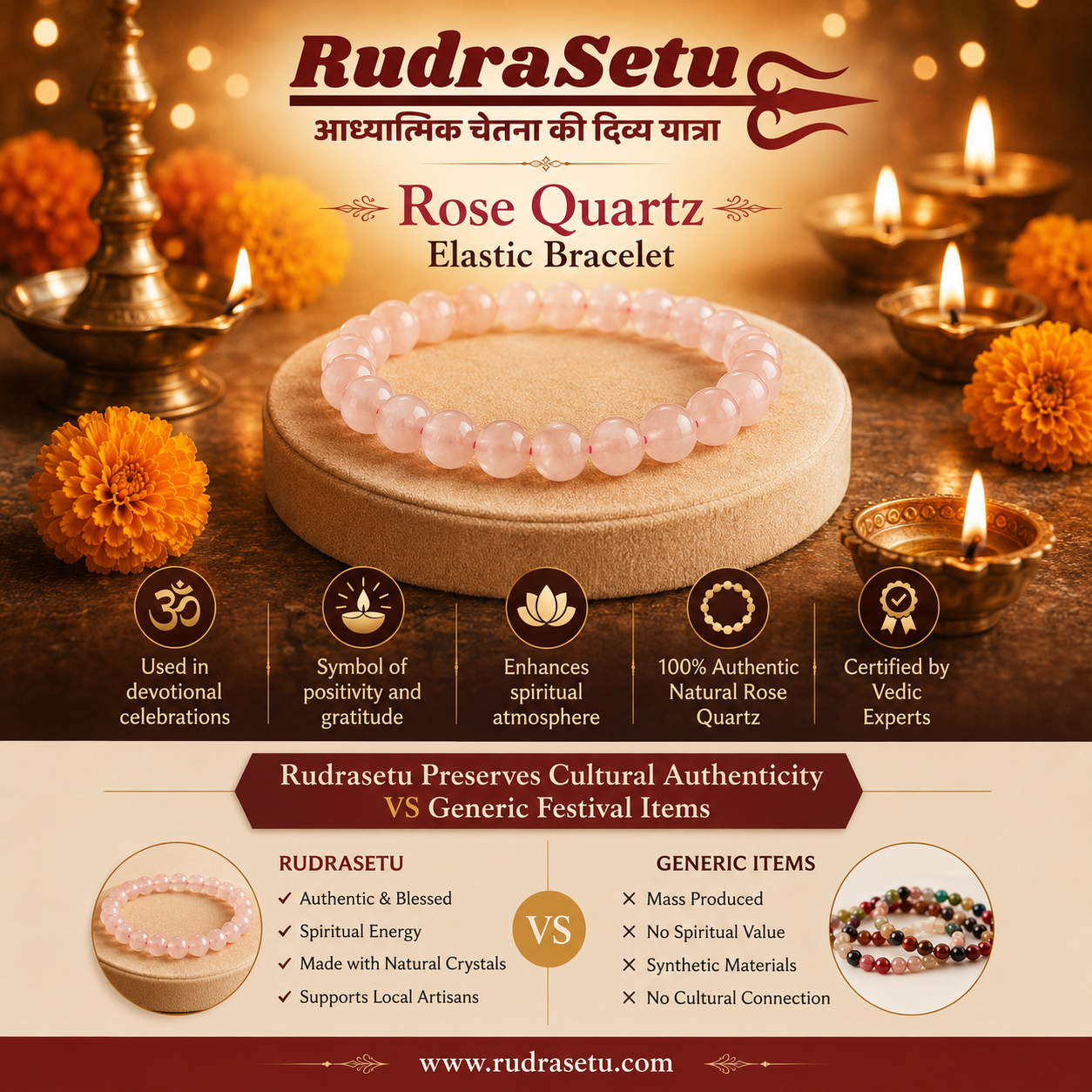 Rose Quartz Bracelet – Natural Pink Crystal Beads