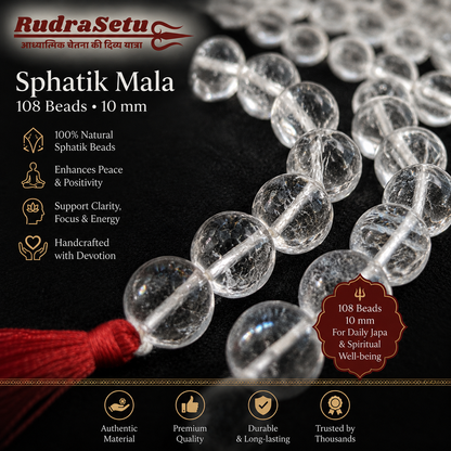 Authentic Sphatik Mala – 10mm Large Beads