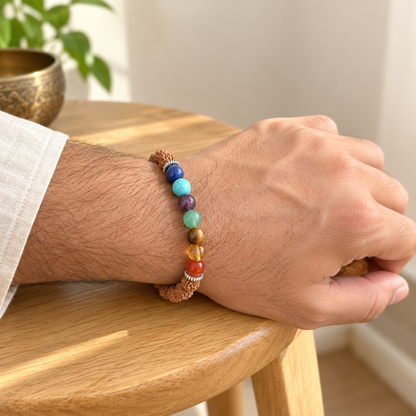 7 Chakra + Rudraksha Elastic Bracelet