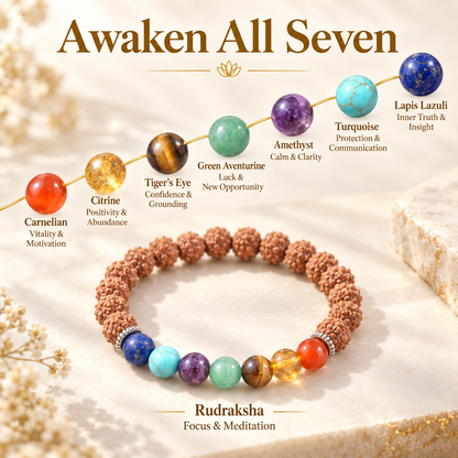 7 Chakra + Rudraksha Elastic Bracelet