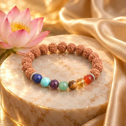 7 Chakra + Rudraksha Elastic Bracelet