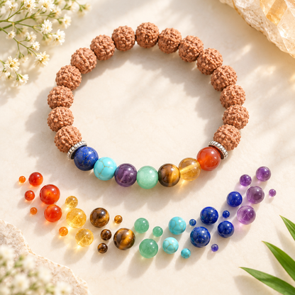 7 Chakra + Rudraksha Elastic Bracelet