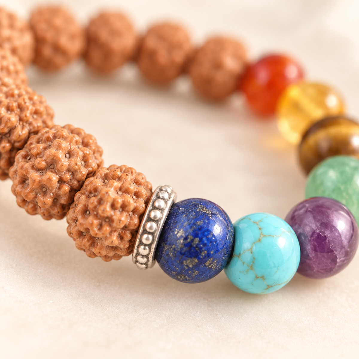 7 Chakra + Rudraksha Elastic Bracelet