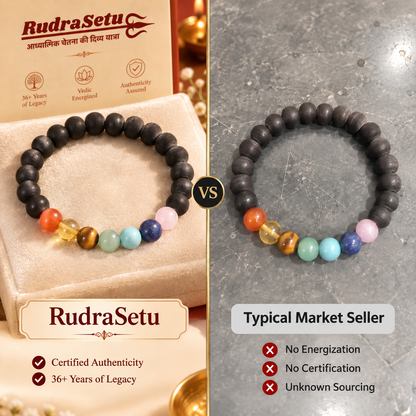 7 Chakra + Karungali Elastic Bracelet