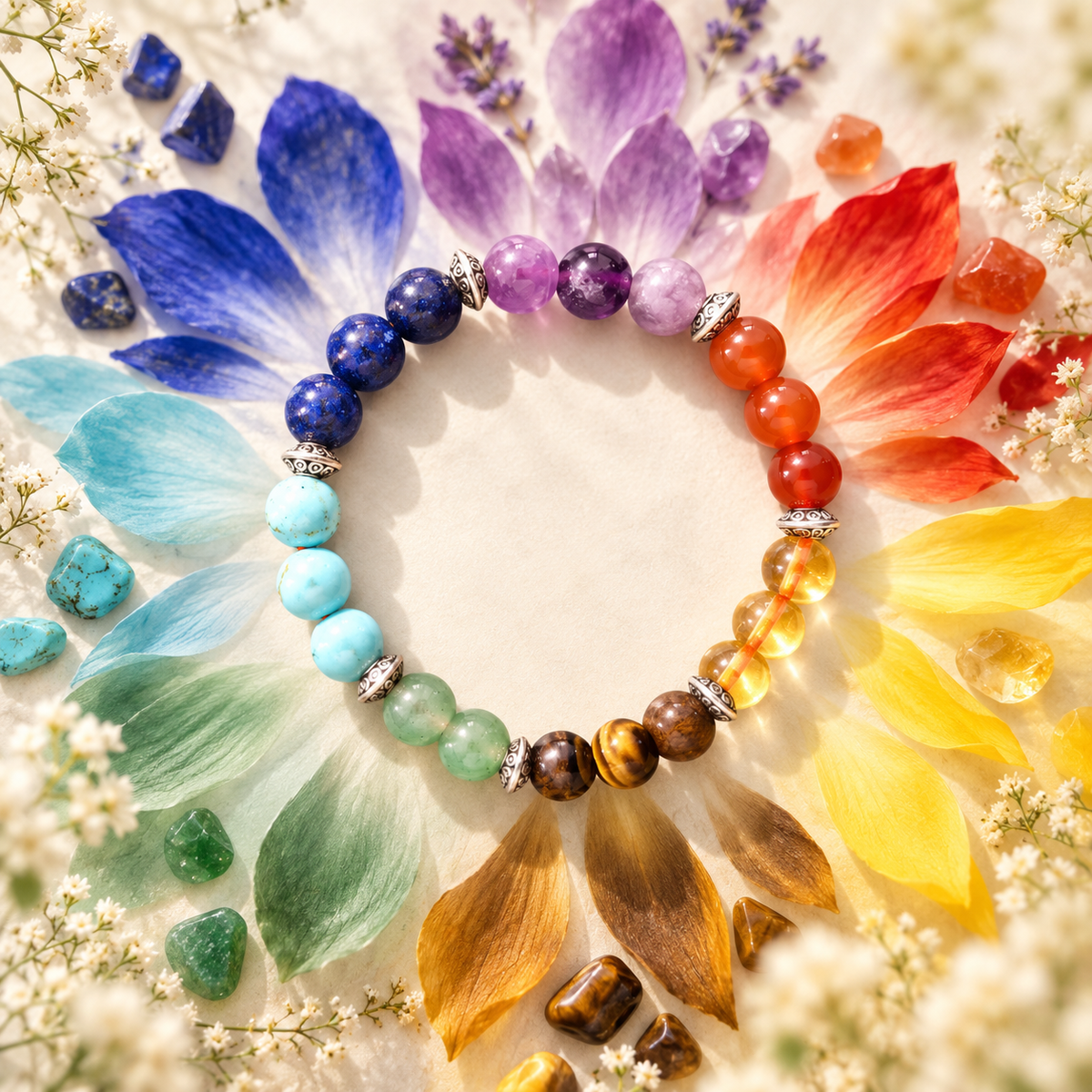 7-Chakra Stone  Elastic Bracelet