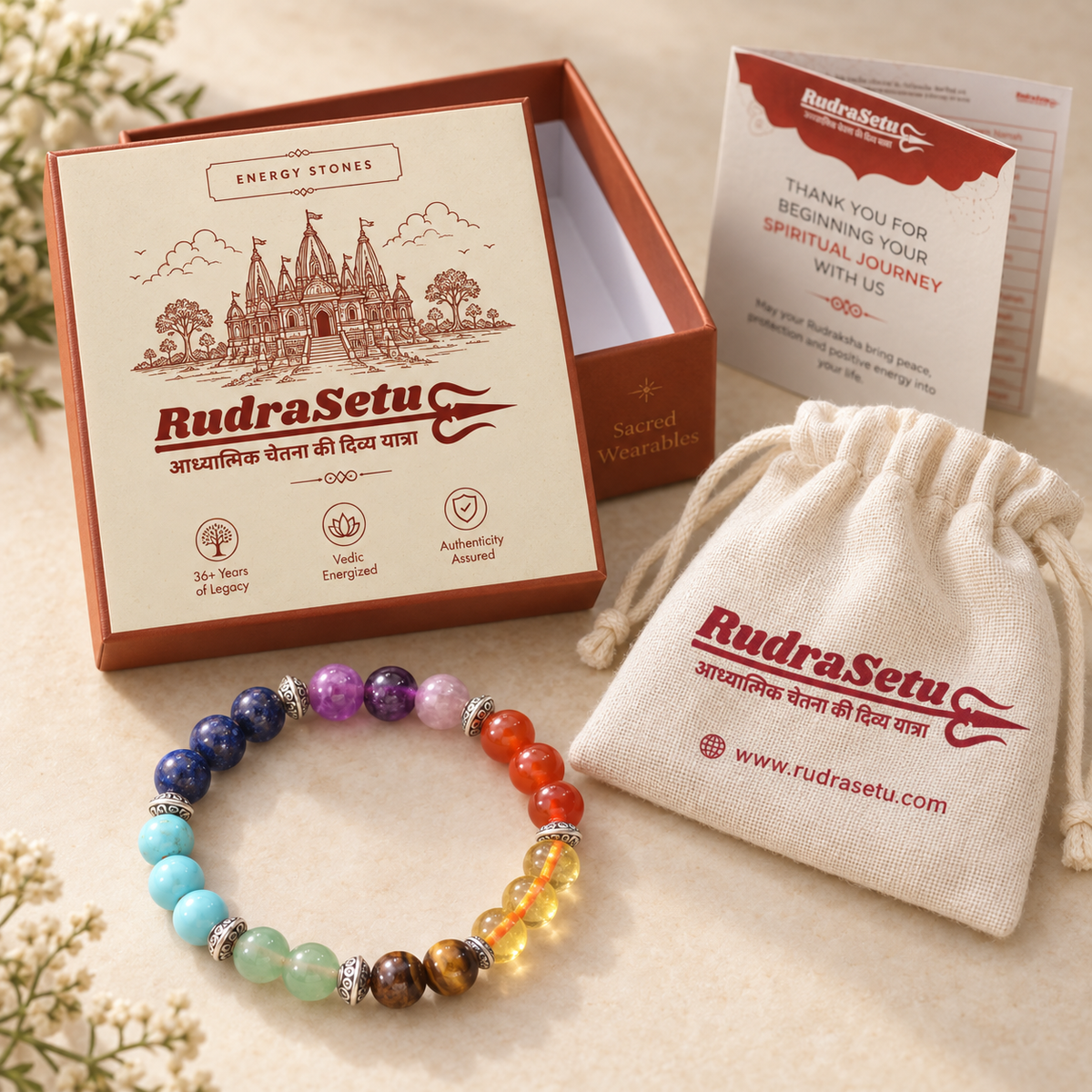 7-Chakra Stone  Elastic Bracelet