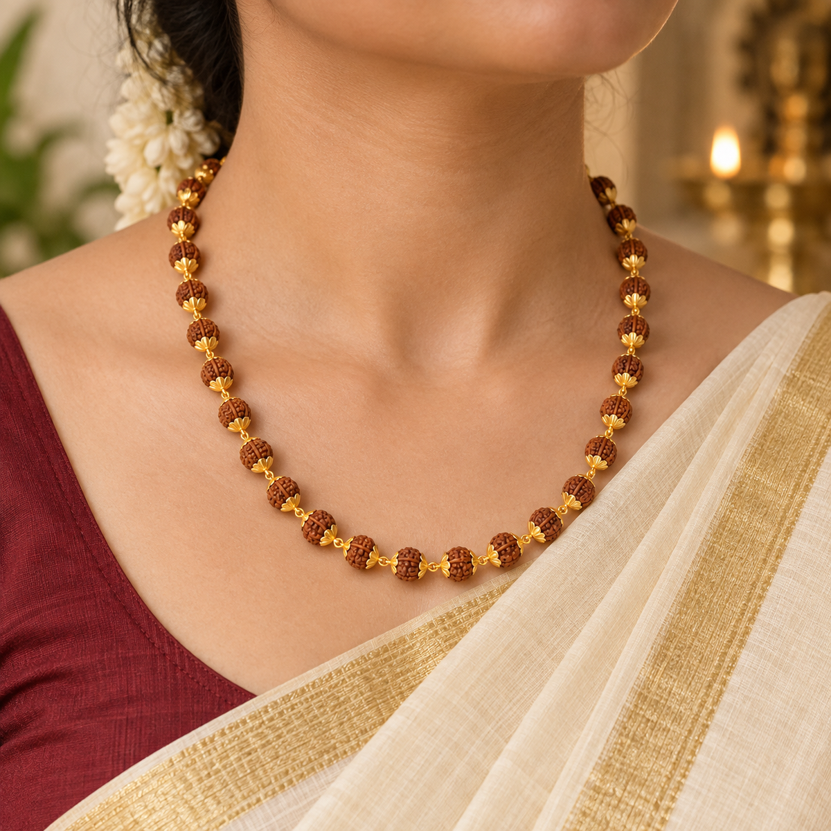Gold-Plated Rudraksha Mala