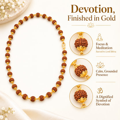 Gold-Plated Rudraksha Mala