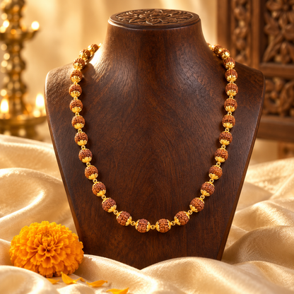 Gold-Plated Rudraksha Mala